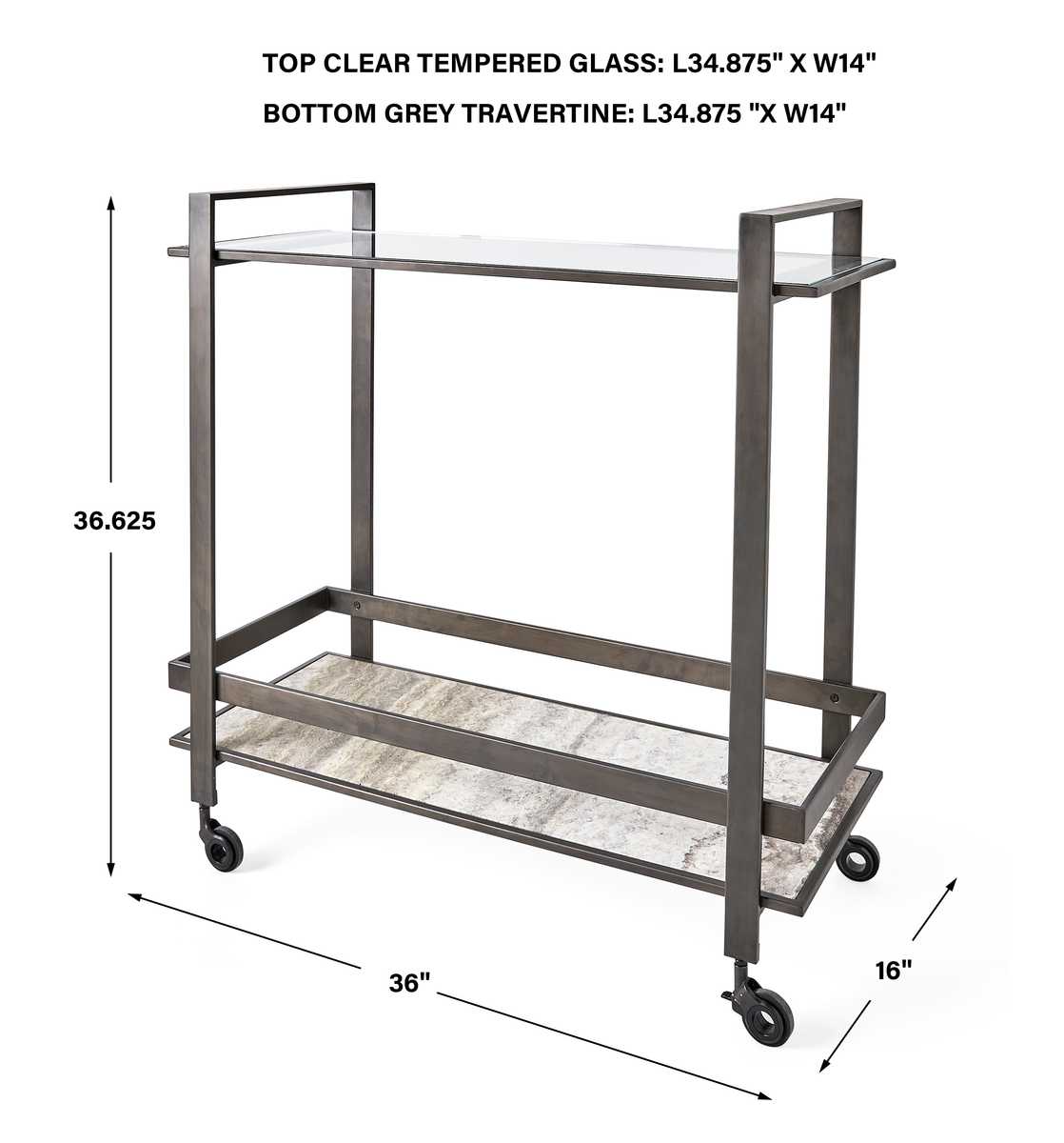 Roll Along Bar Cart - Bronze