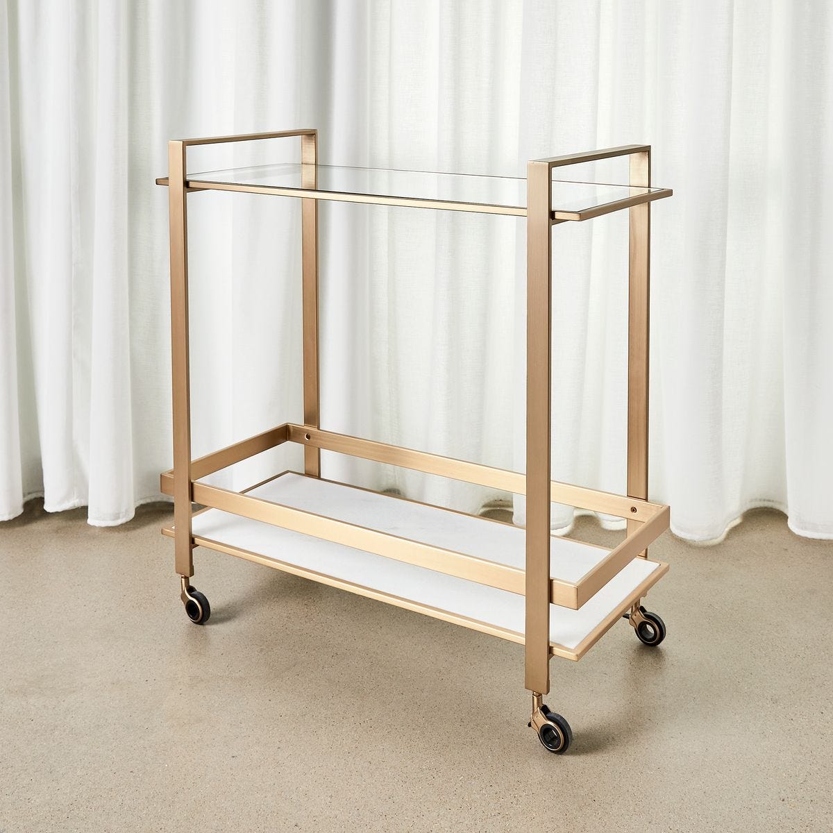Roll Along Bar Cart - Brass