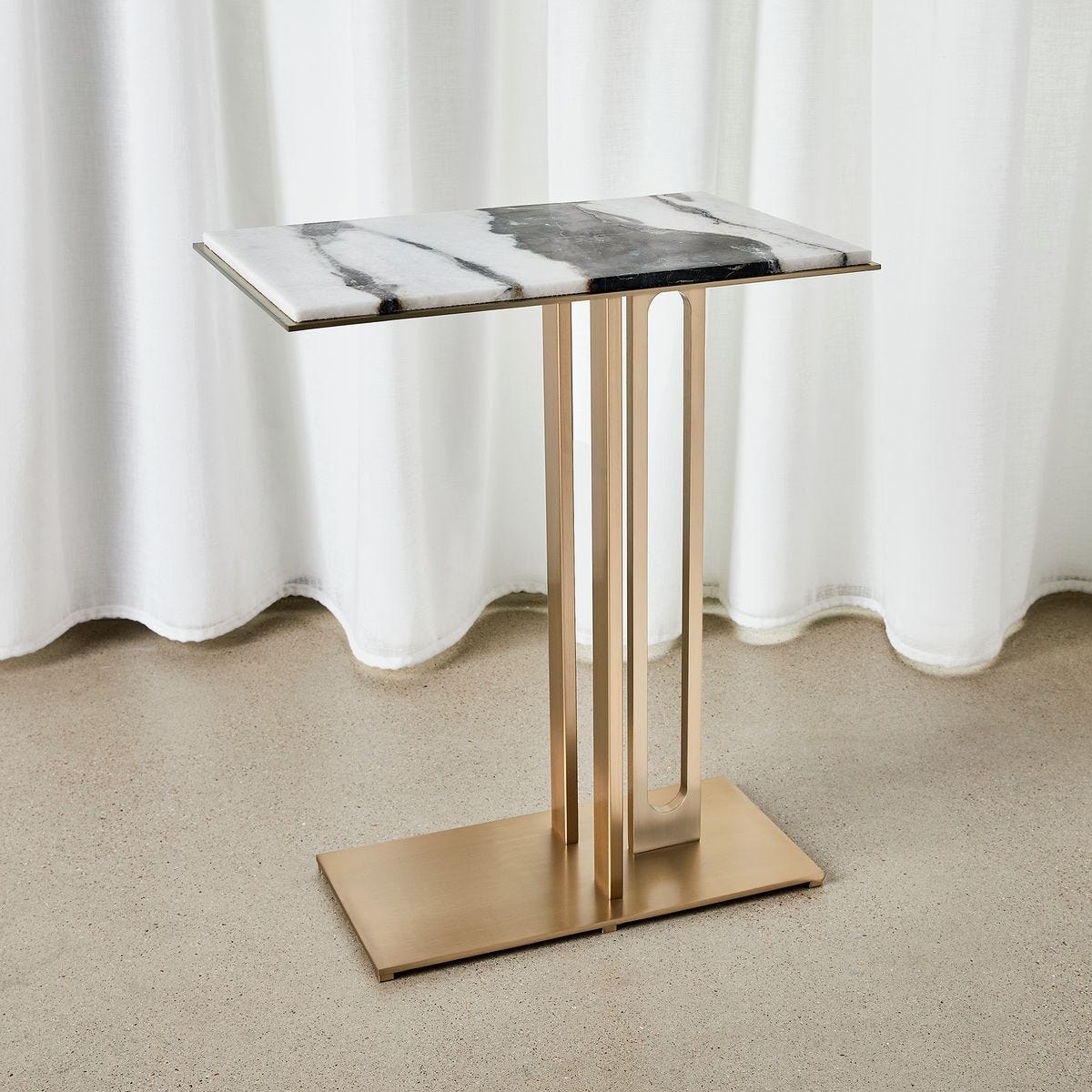 Cantilever Accent Table - Panda Marble
