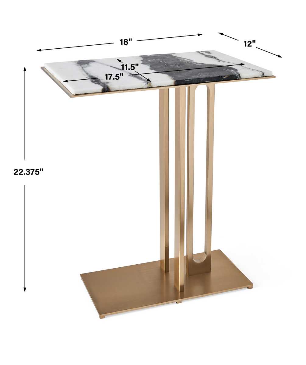 Cantilever Accent Table - Panda Marble