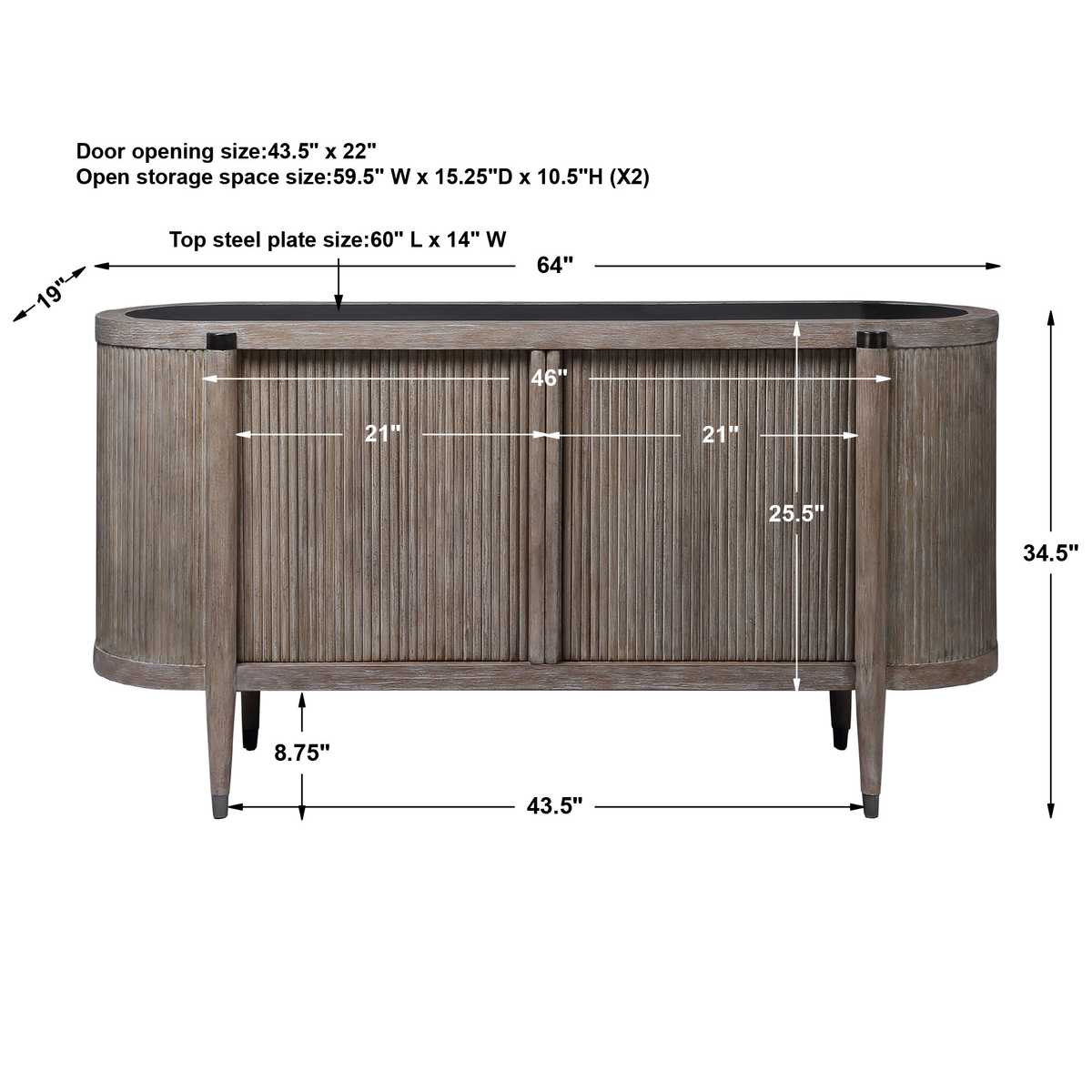 Tambour Cabinet - Natural Wash