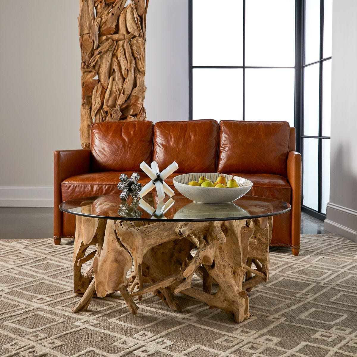 Center Root Coffee Table - Round, 46 Glass 2 CARTONS