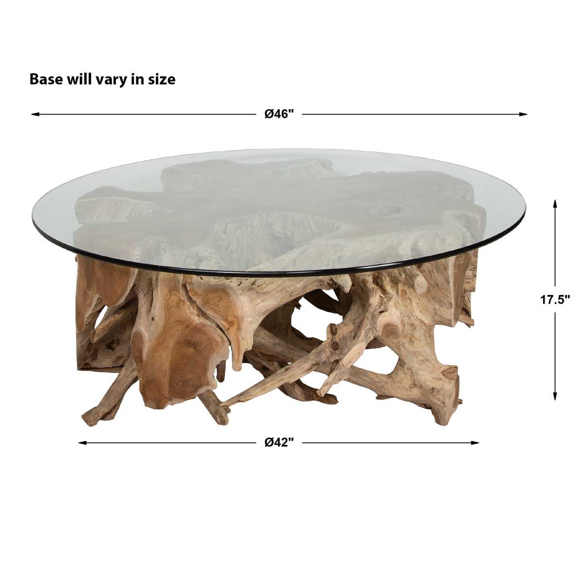Center Root Coffee Table - Round, 46 Glass 2 CARTONS