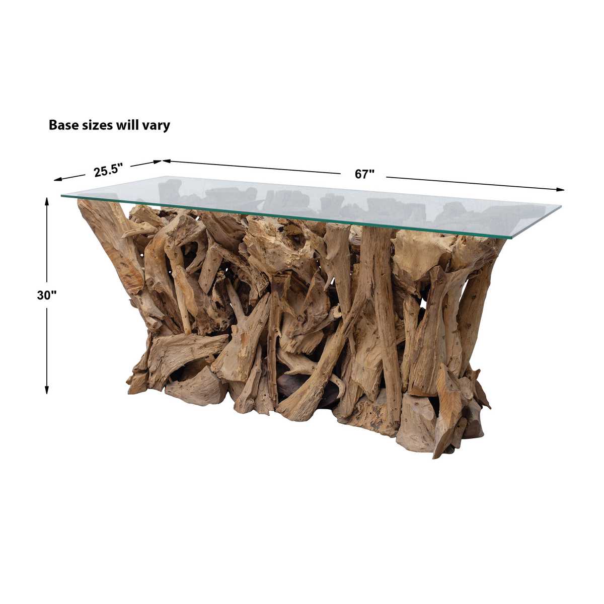 Teak Root Console Table, 2 Cartons