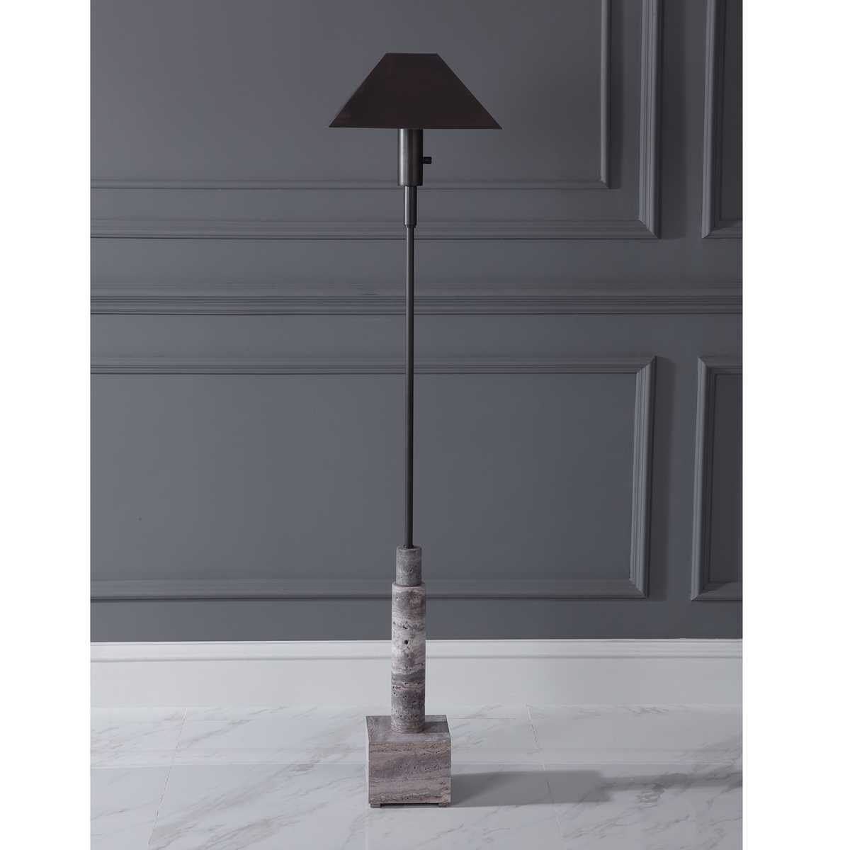 Telescope Floor Lamp - Gray Travertine/Bronze