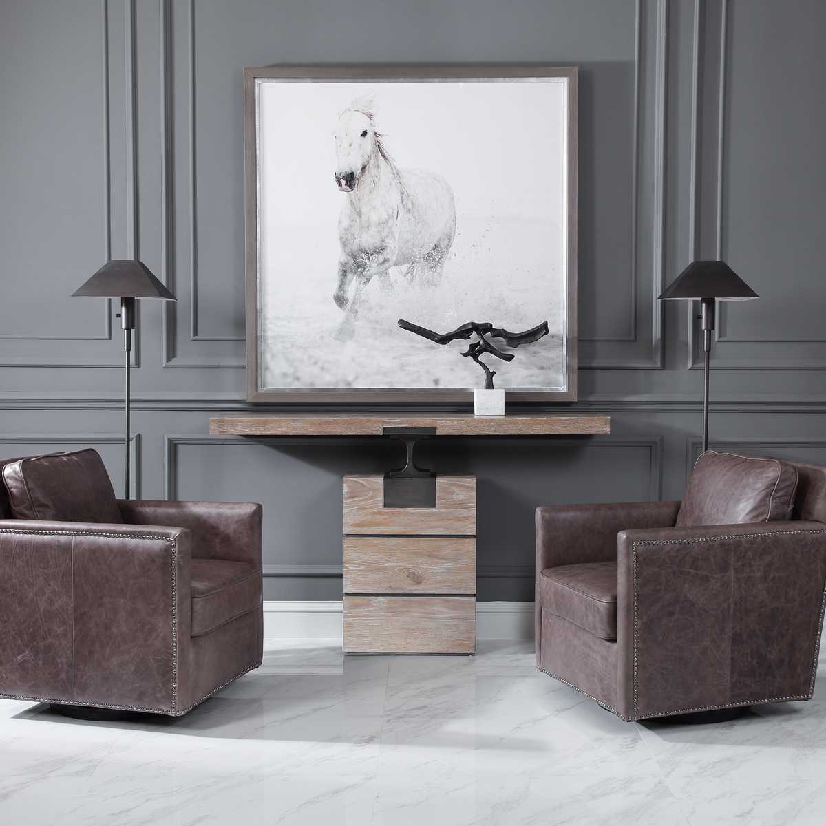 Telescope Floor Lamp - Gray Travertine/Bronze