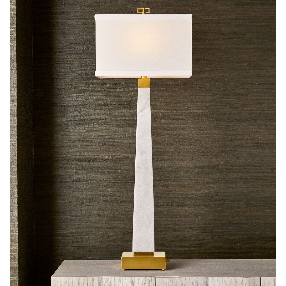 Spire Buffet Lamp - White Marble/Brass
