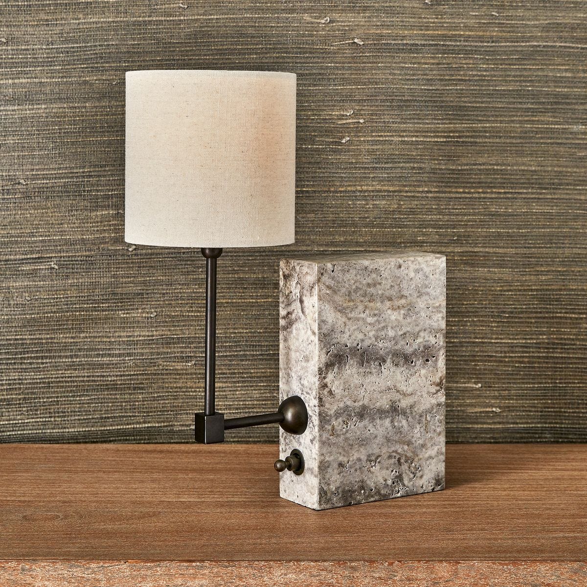 On a Shelf Mini Lamp - Travertine/Bronze