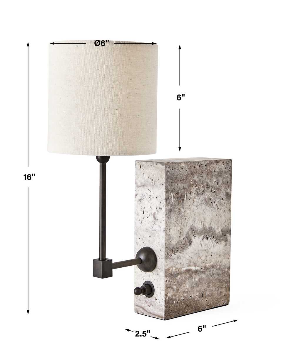 On a Shelf Mini Lamp - Travertine/Bronze