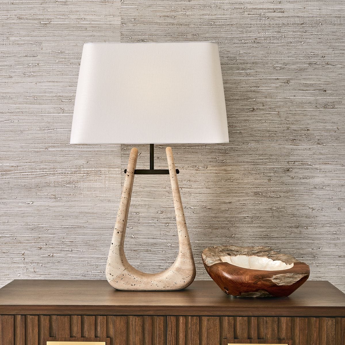 Crossbow Table Lamp - Travertine