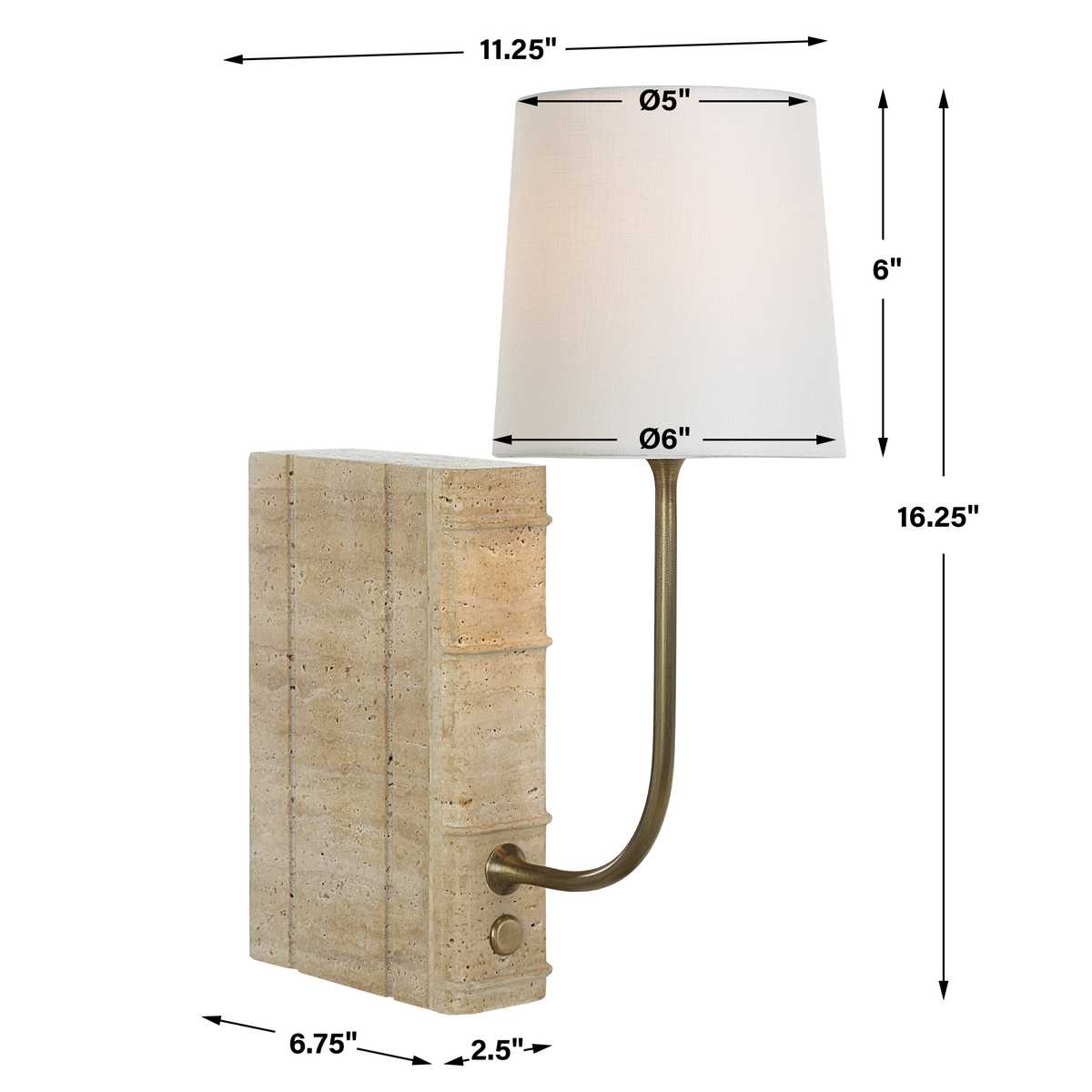 Book Mini Lamp - Travertine