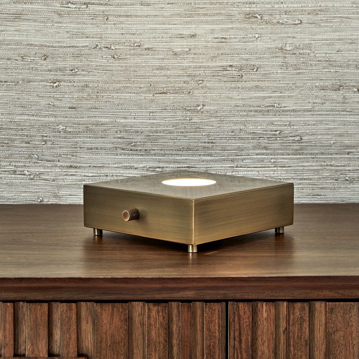 Lighted Plateau Lamp - Square Brass