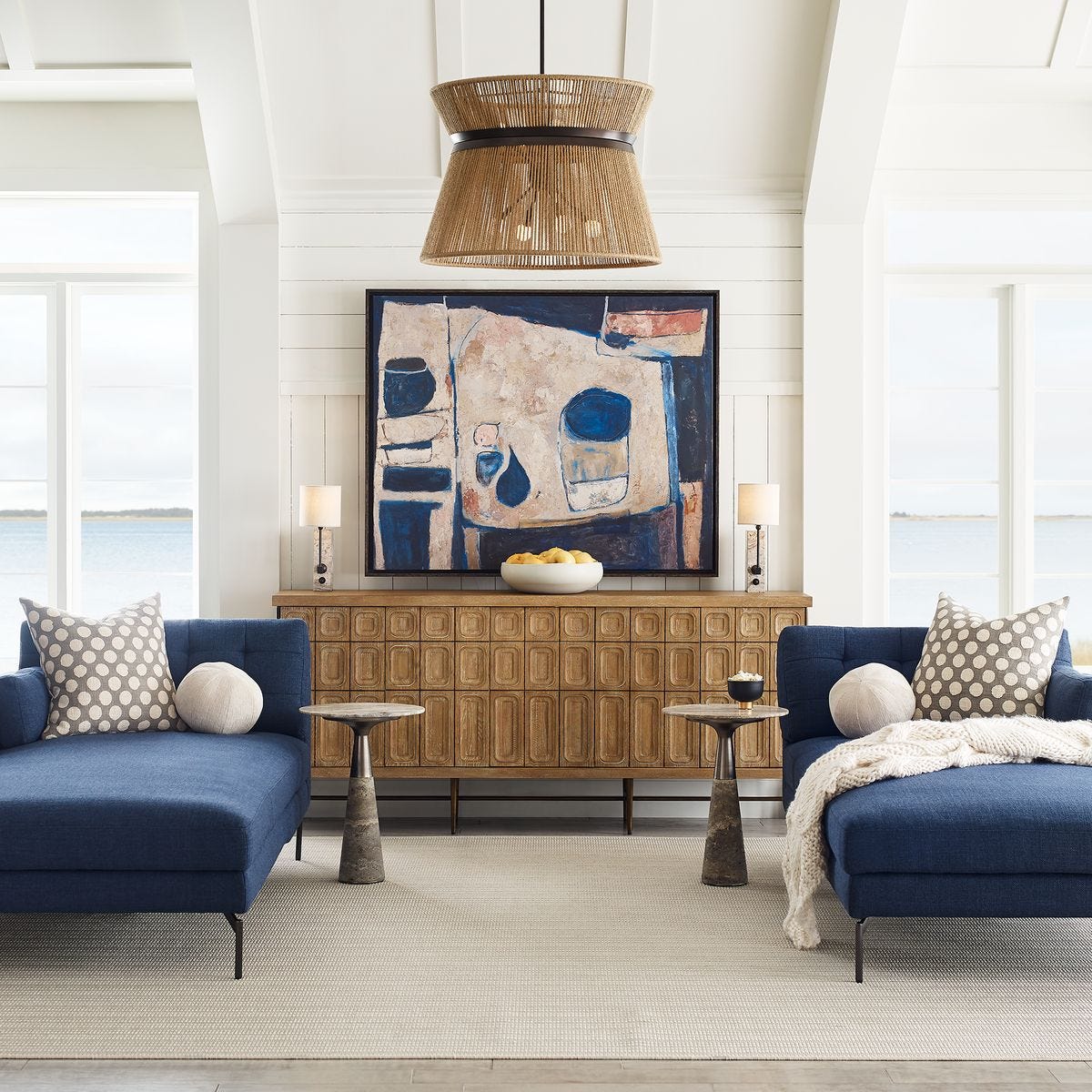 Blue Tableau Framed Canvas