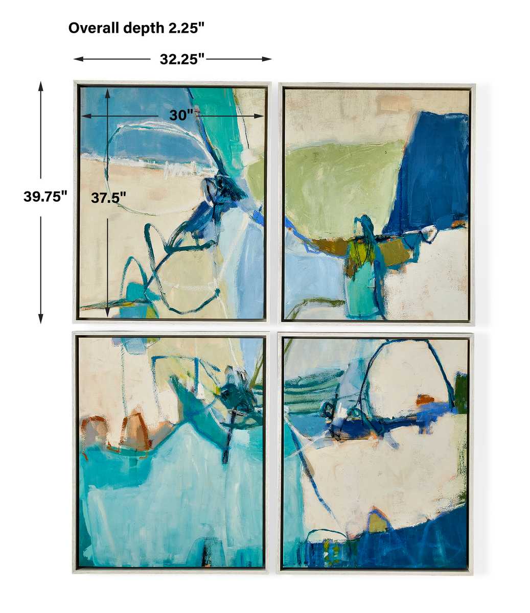 Cool Outlook Framed Canvases, S/4