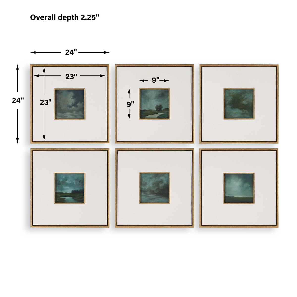Evening Cumulation Framed Canvases, S/6