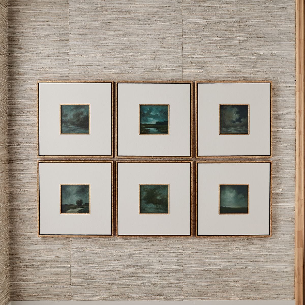 Evening Cumulation Framed Canvases, S/6