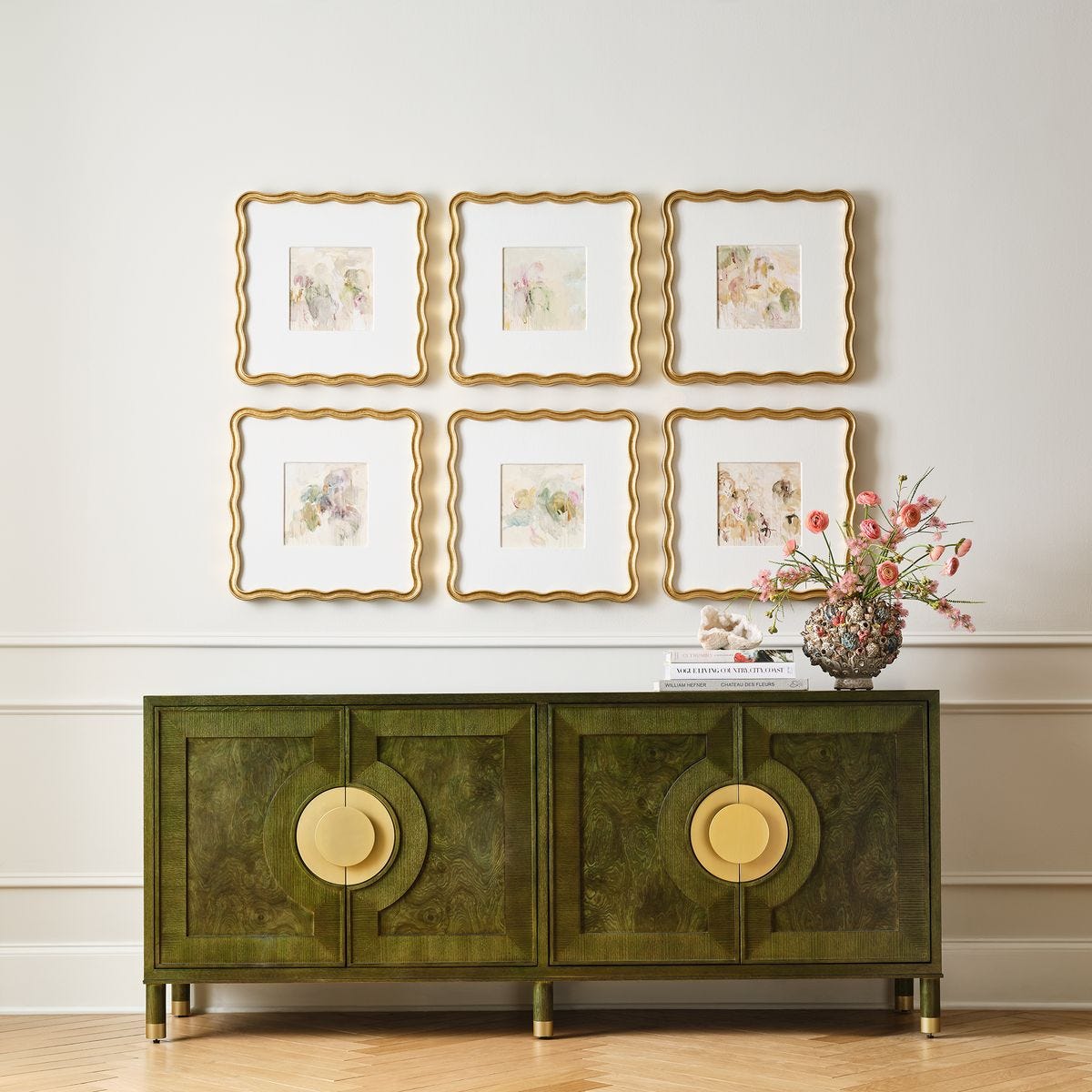 Garden Mist Framed Canvases, S/6