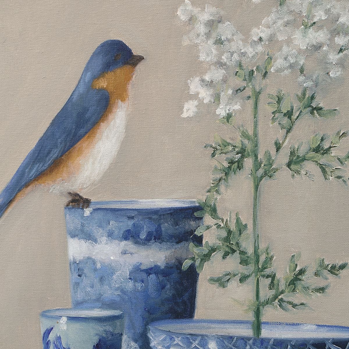 Delft Bird Framed Canvas