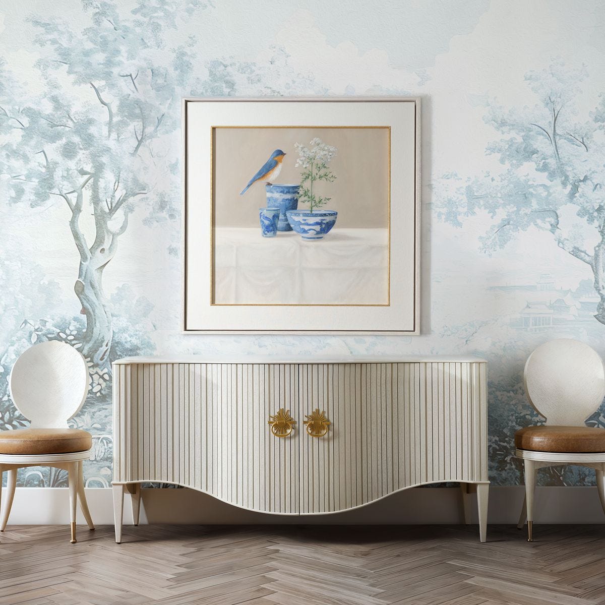 Delft Bird Framed Canvas