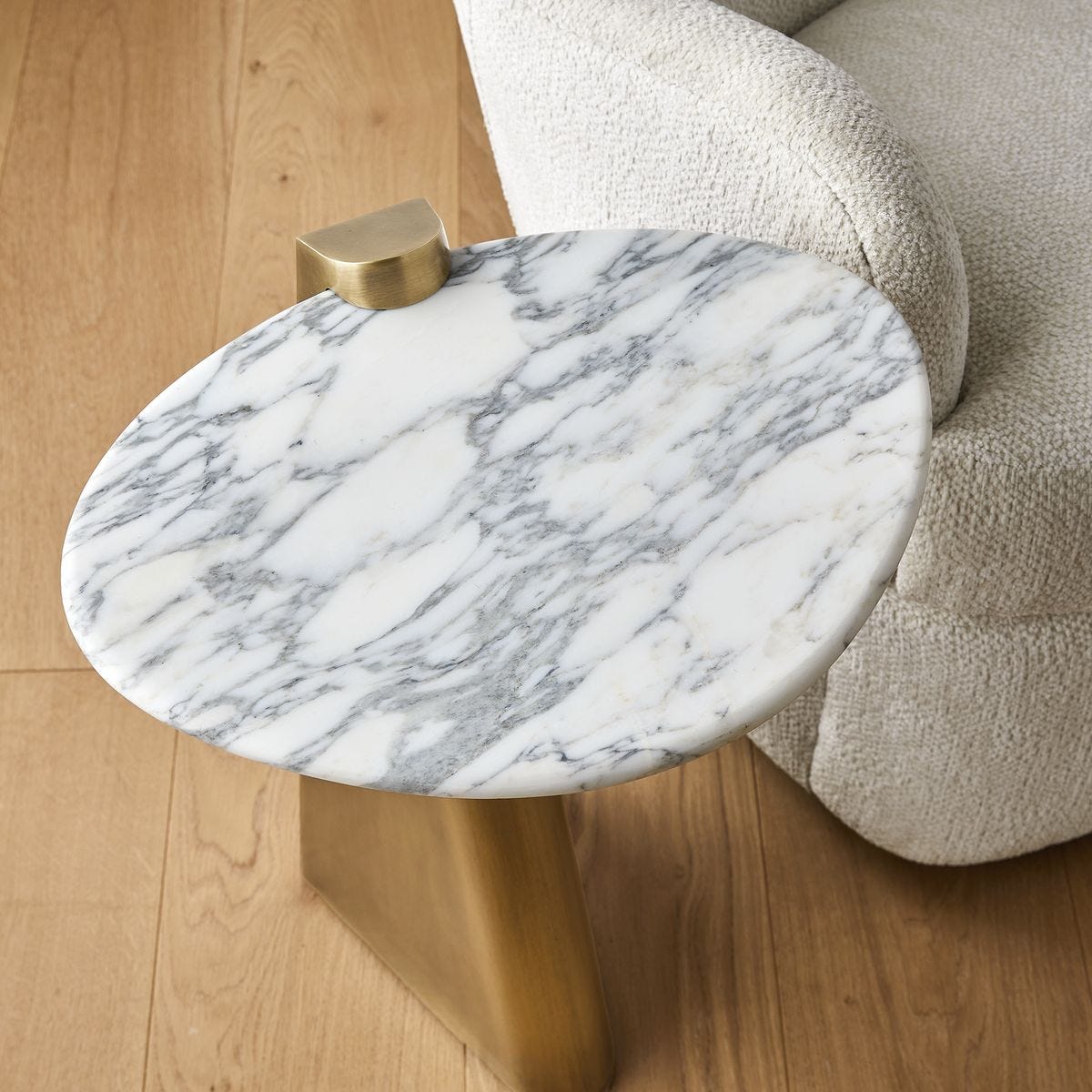 Strum Accent Table - Arabescato Marble