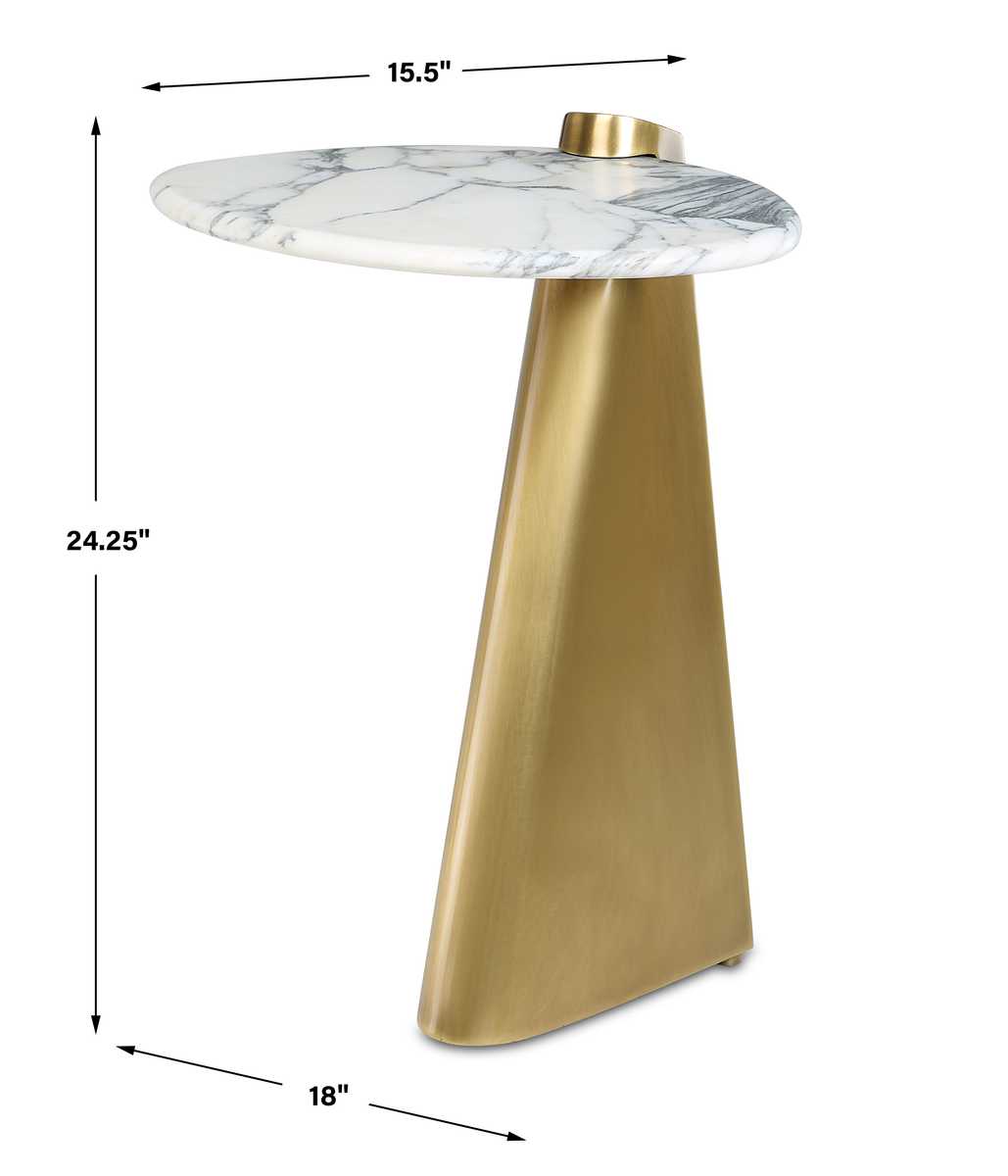 Strum Accent Table - Arabescato Marble