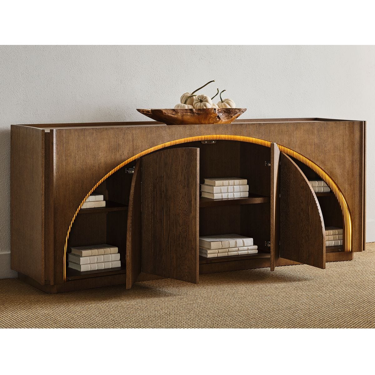 High Light, Lighted 4 Door Console Cabinet