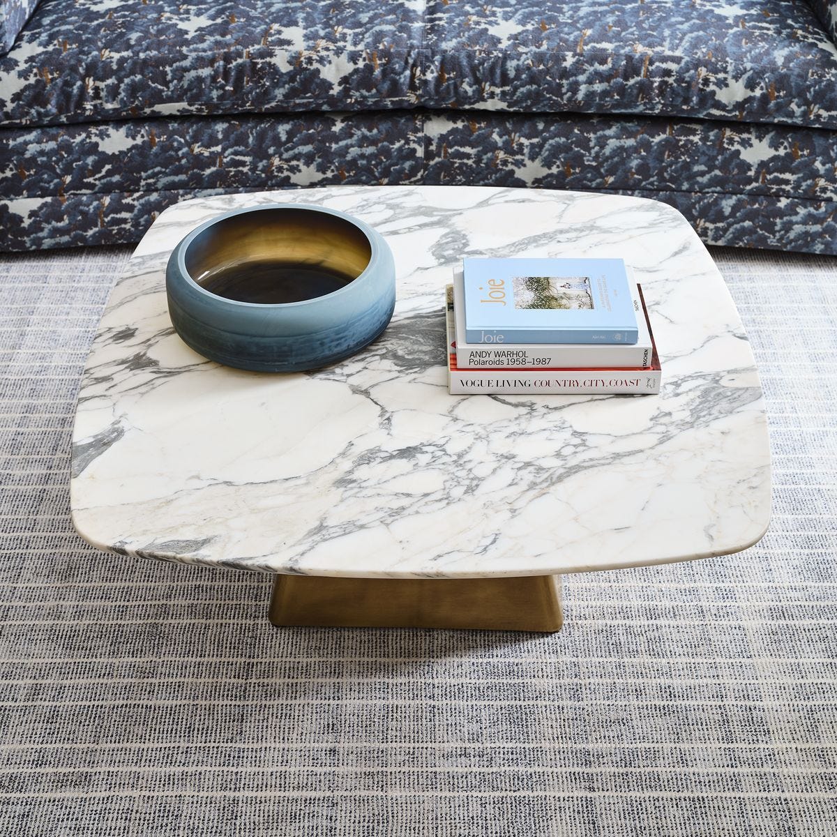Equilateral Coffee Table - Arabescato/Brass, 2 CARTONS
