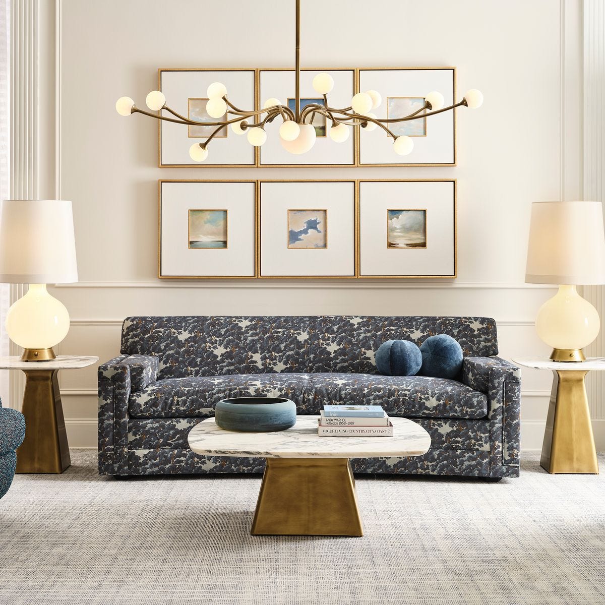 Equilateral Coffee Table - Arabescato/Brass, 2 CARTONS