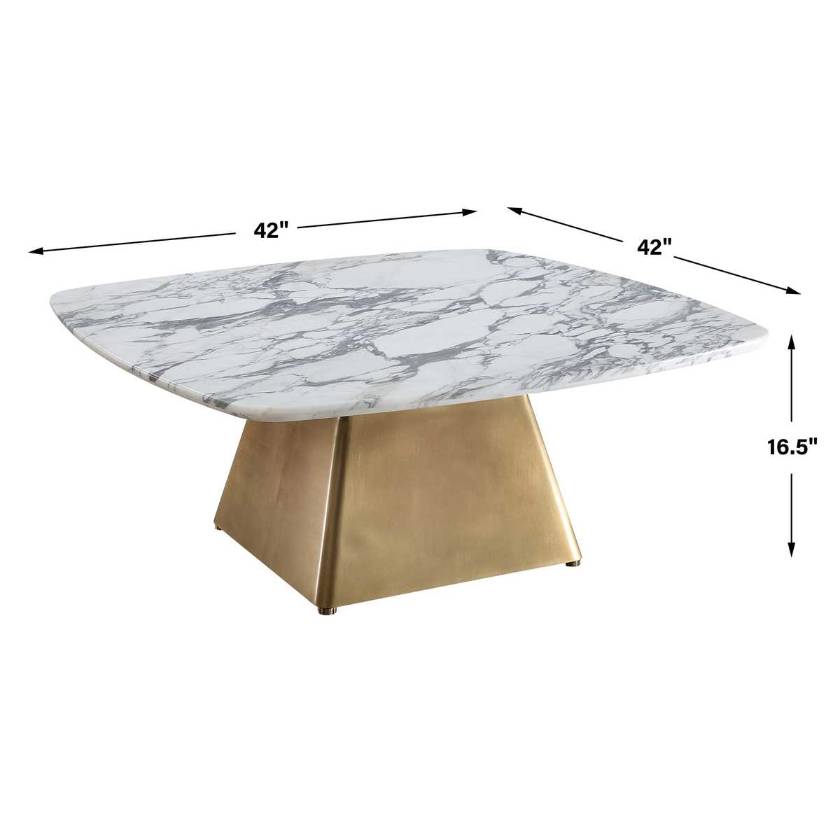 Equilateral Coffee Table - Arabescato/Brass, 2 CARTONS