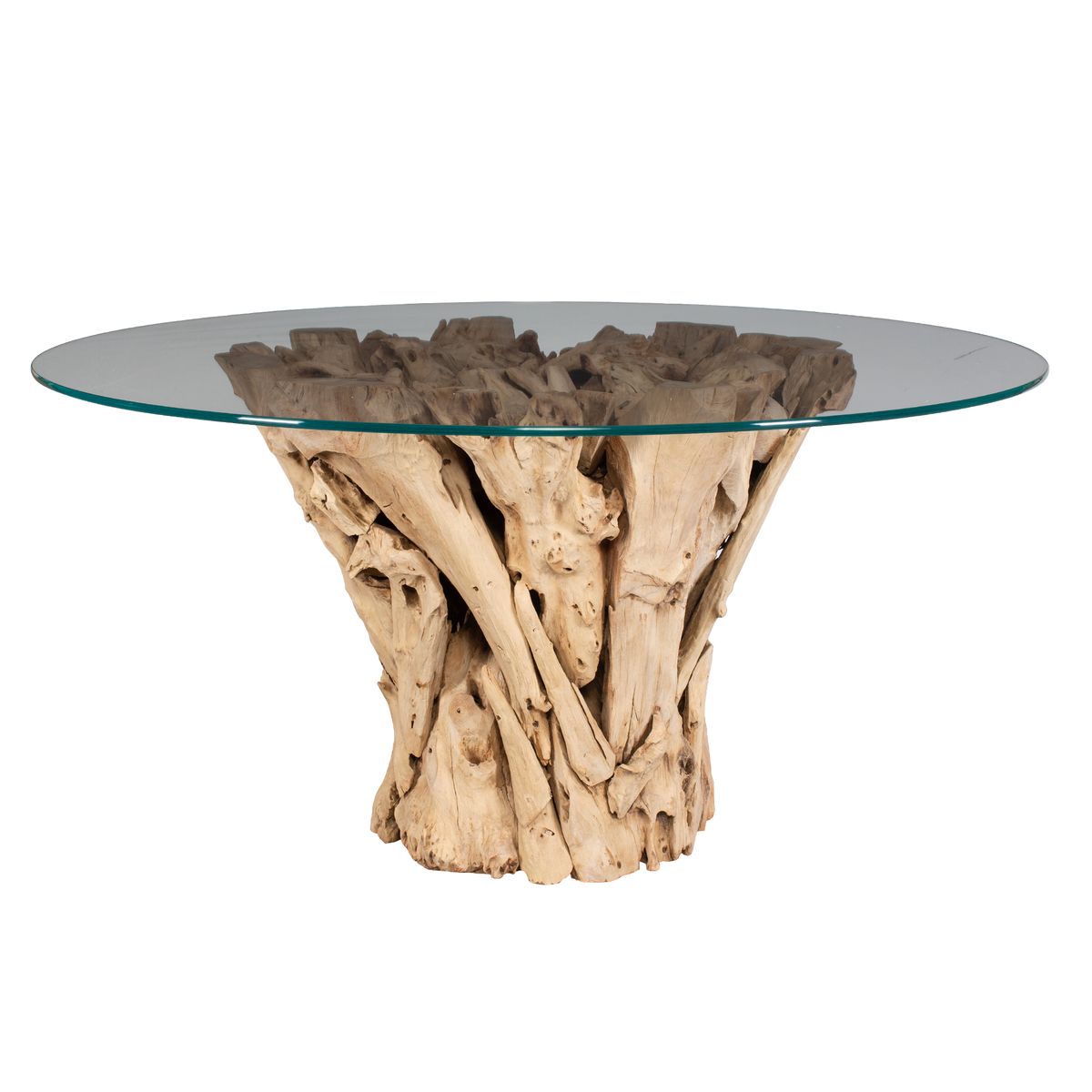 Teak Root Dining Table - Round Bleached, 2 Cartons