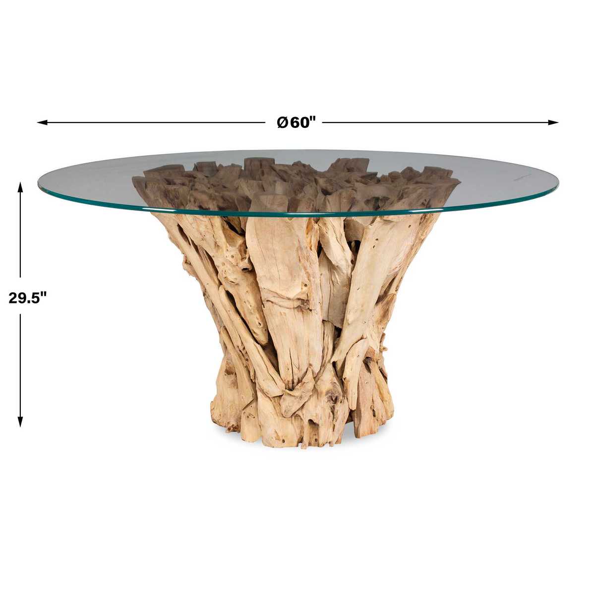 Teak Root Dining Table - Round Bleached, 2 Cartons