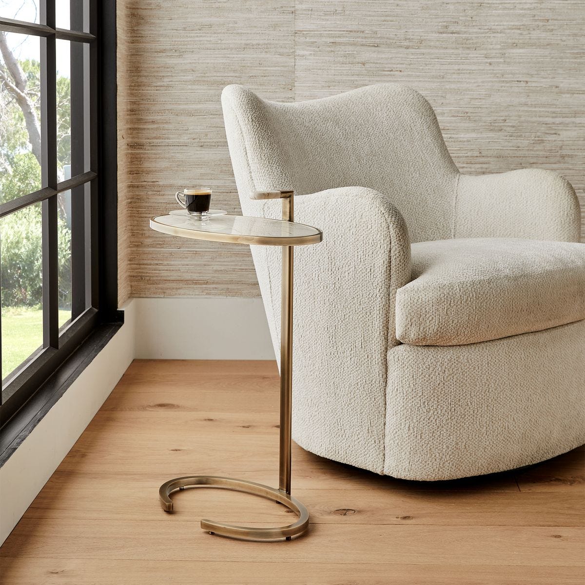 Marbled Pull Up Accent Table