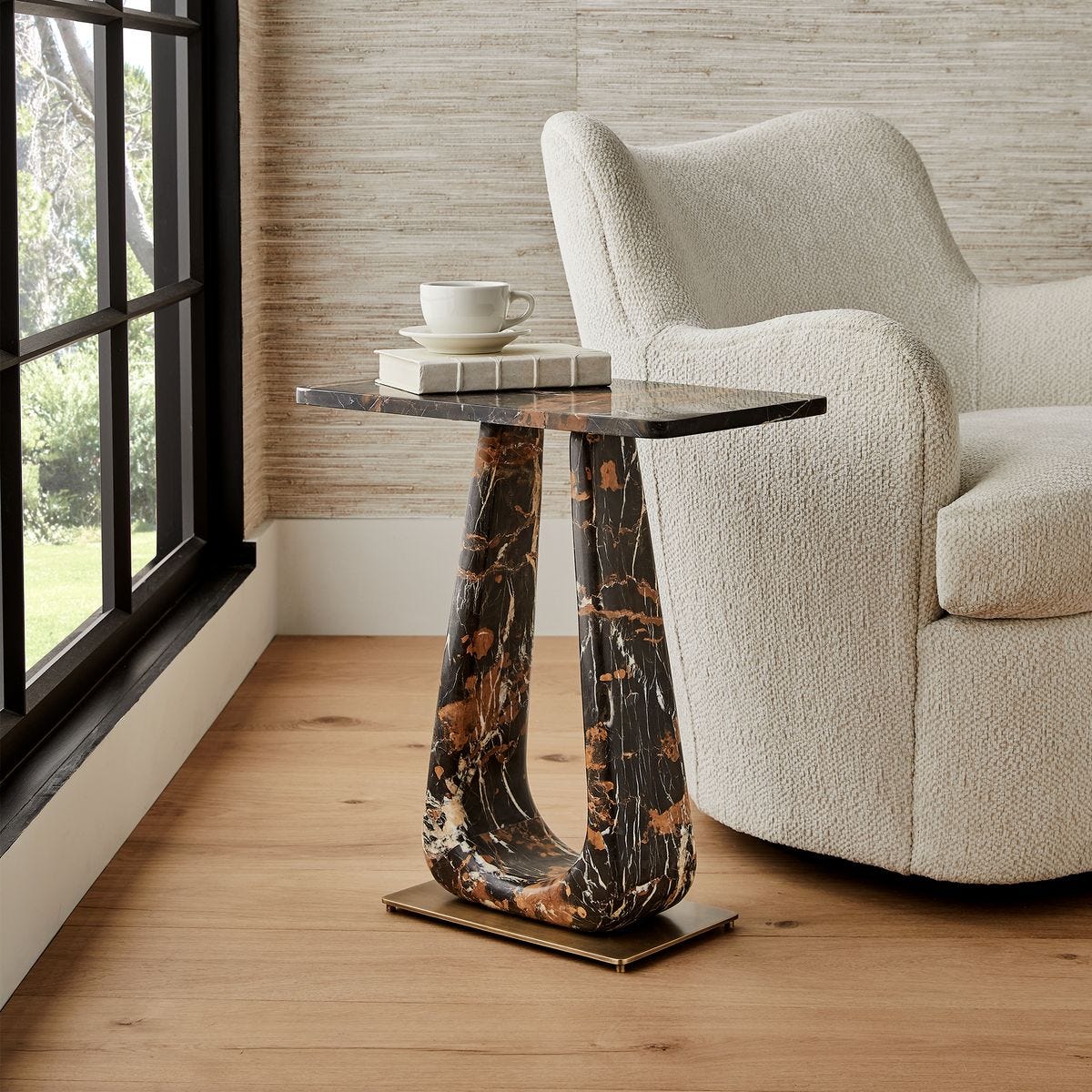 About Turn Side Table - Michelangelo Marble