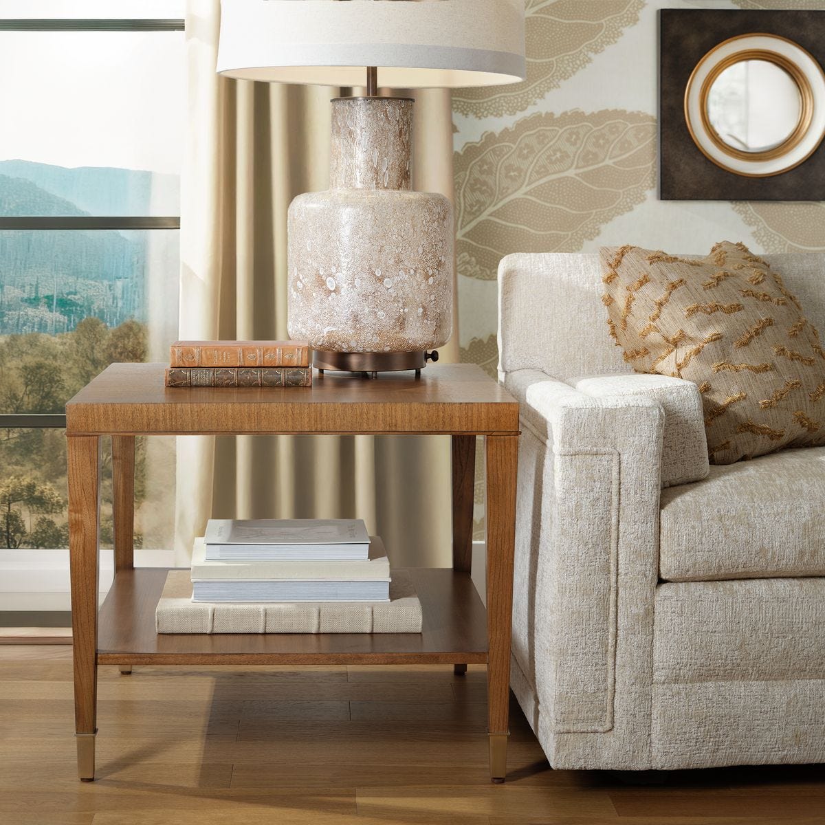 Marquetry Side Table - Medium Golden Brown