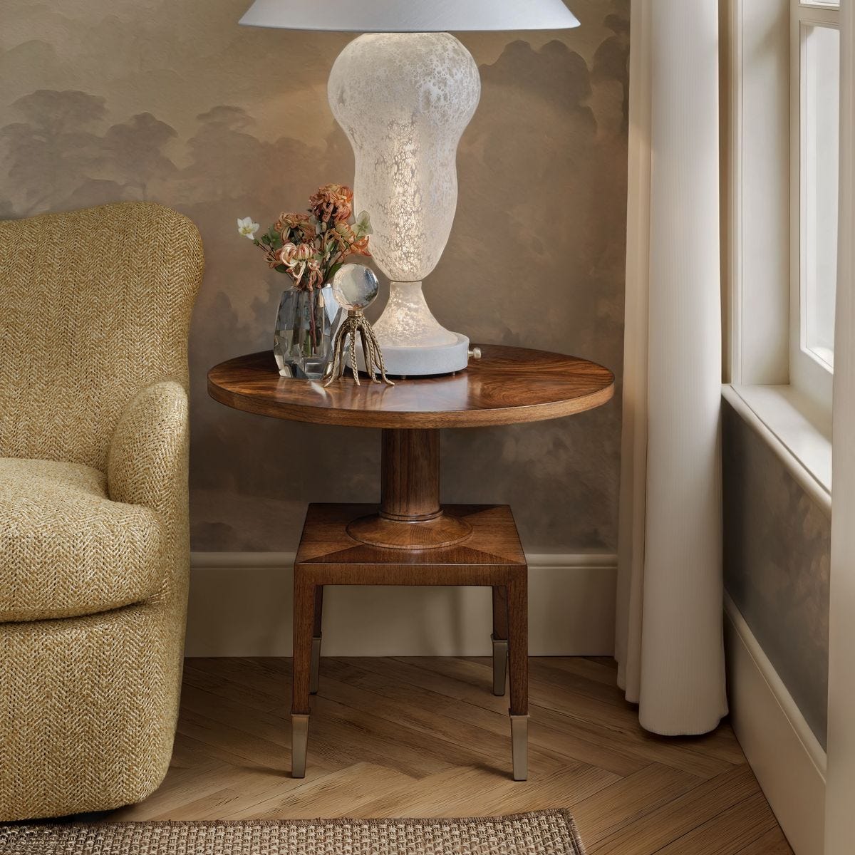 Put You On A Pedestal Side Table - Golden Brown