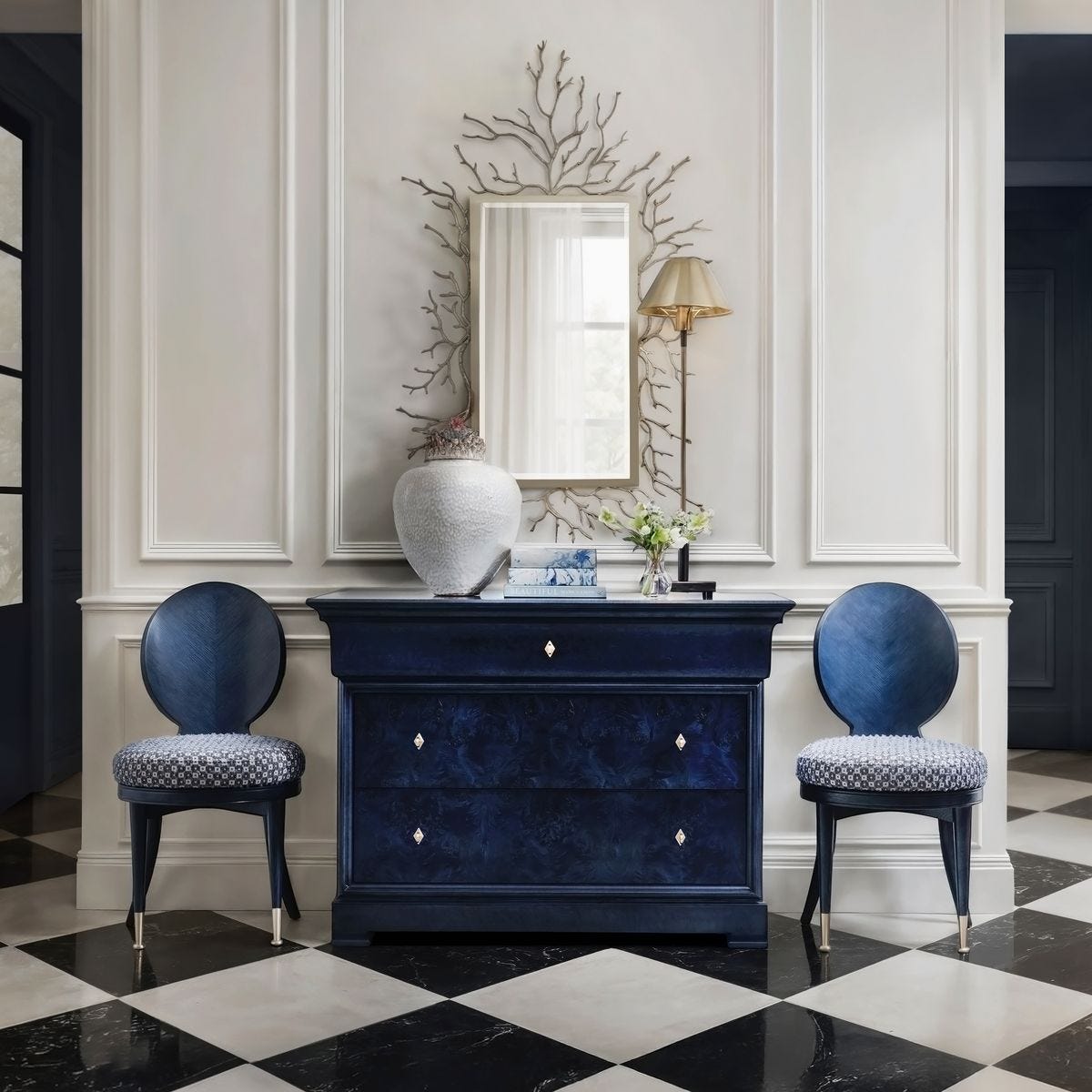 Louis Philippe 3 Drawer Chest - True Blue