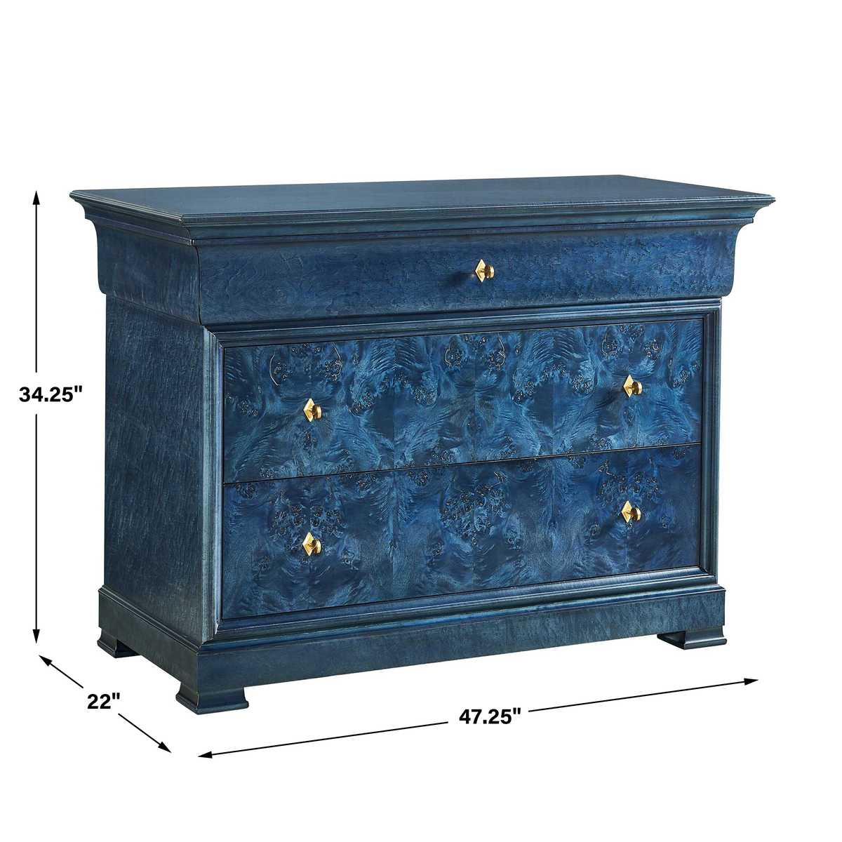 Louis Philippe 3 Drawer Chest - True Blue