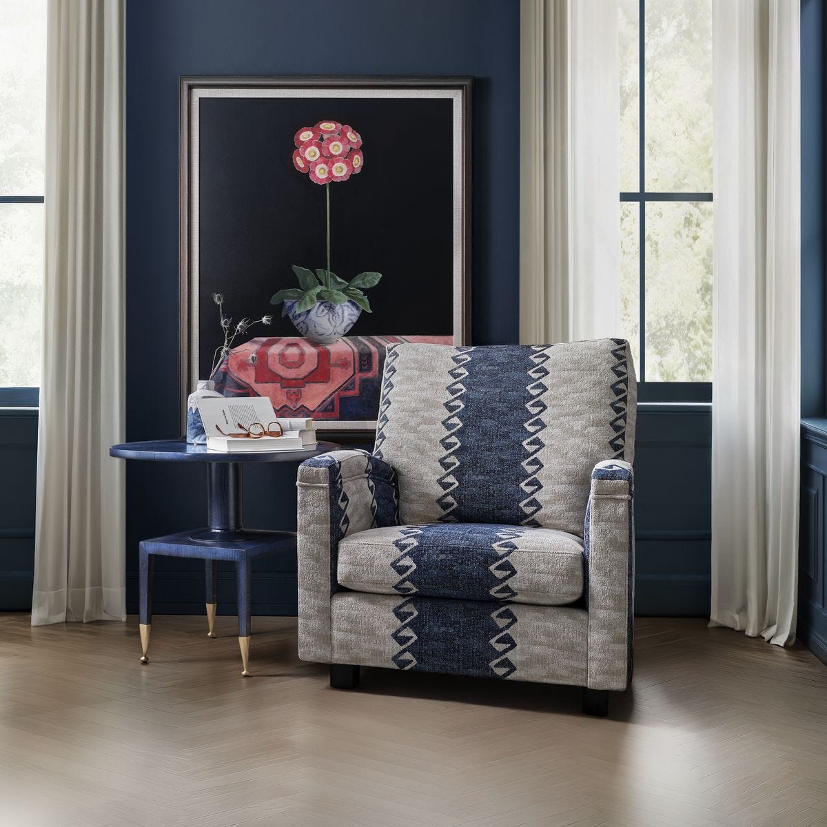 Put You On A Pedestal Side Table - True Blue