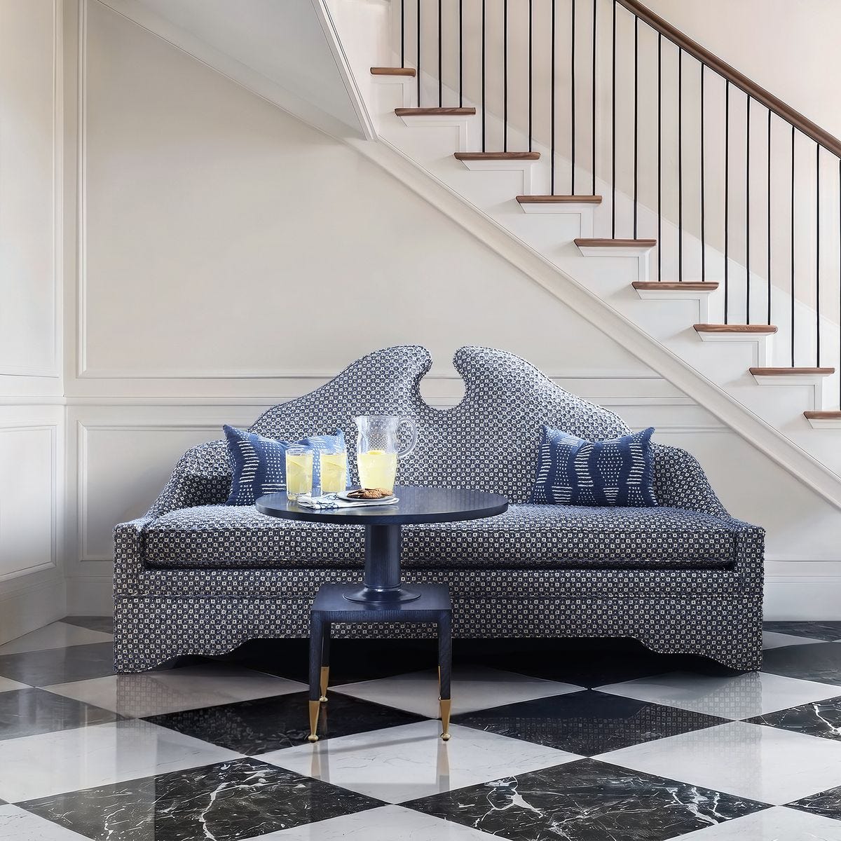 Put You On A Pedestal Side Table - True Blue