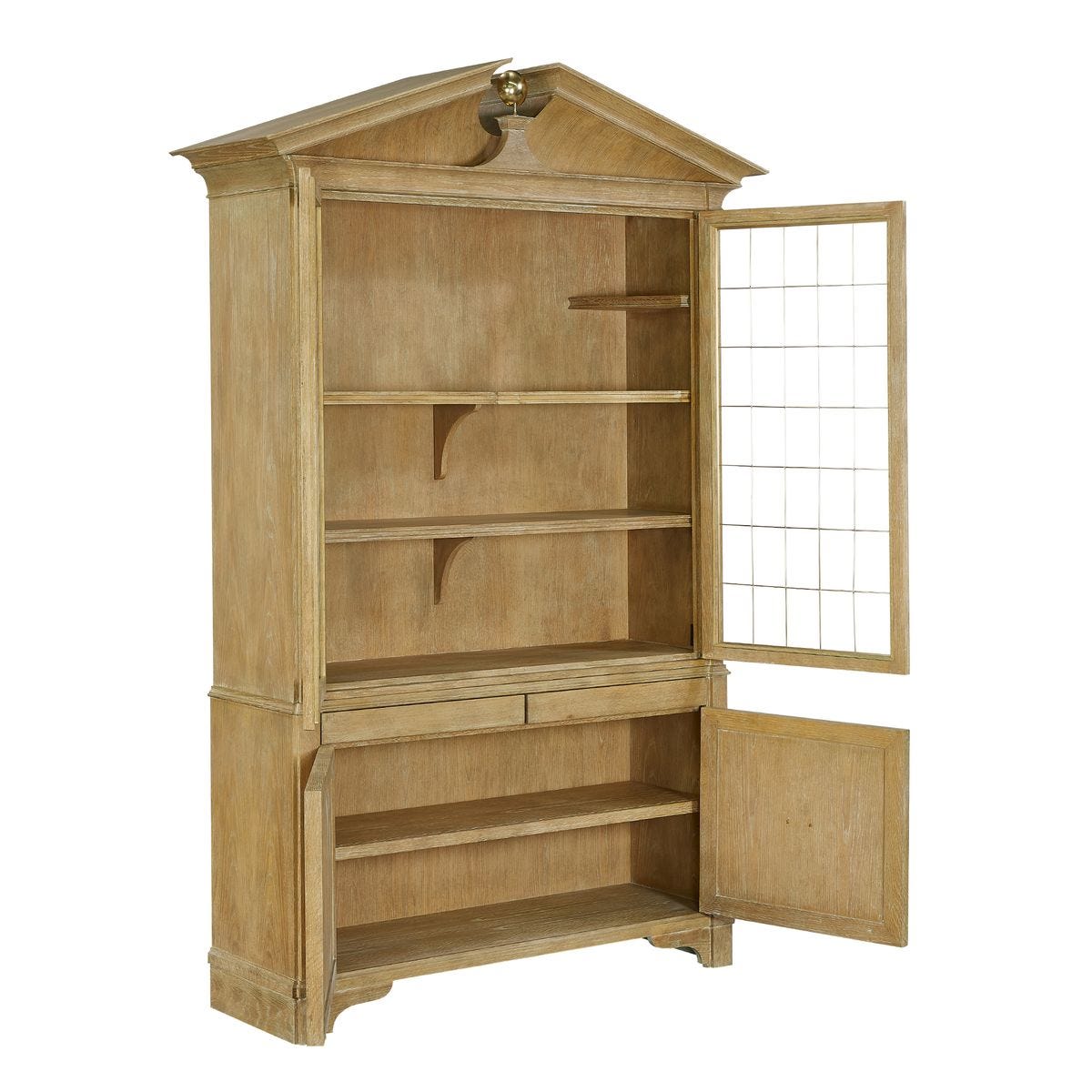 Pediment Tall Cabinet - Scrubbed Light Oak, 2 CARTONS
