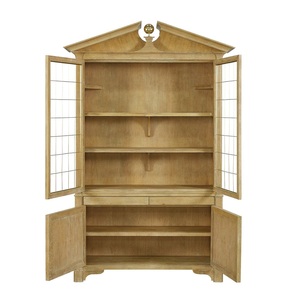 Pediment Tall Cabinet - Scrubbed Light Oak, 2 CARTONS