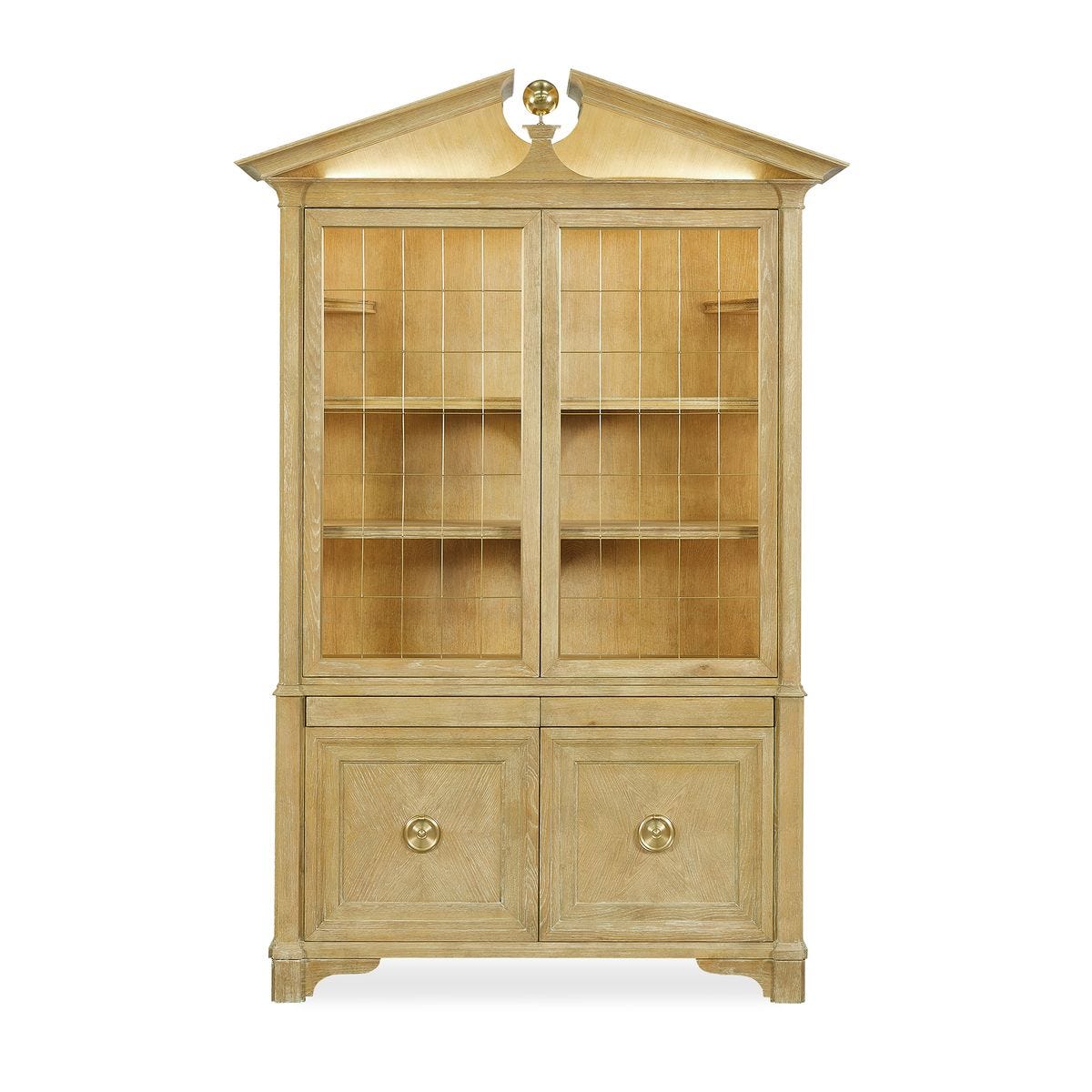 Pediment Tall Cabinet - Scrubbed Light Oak, 2 CARTONS