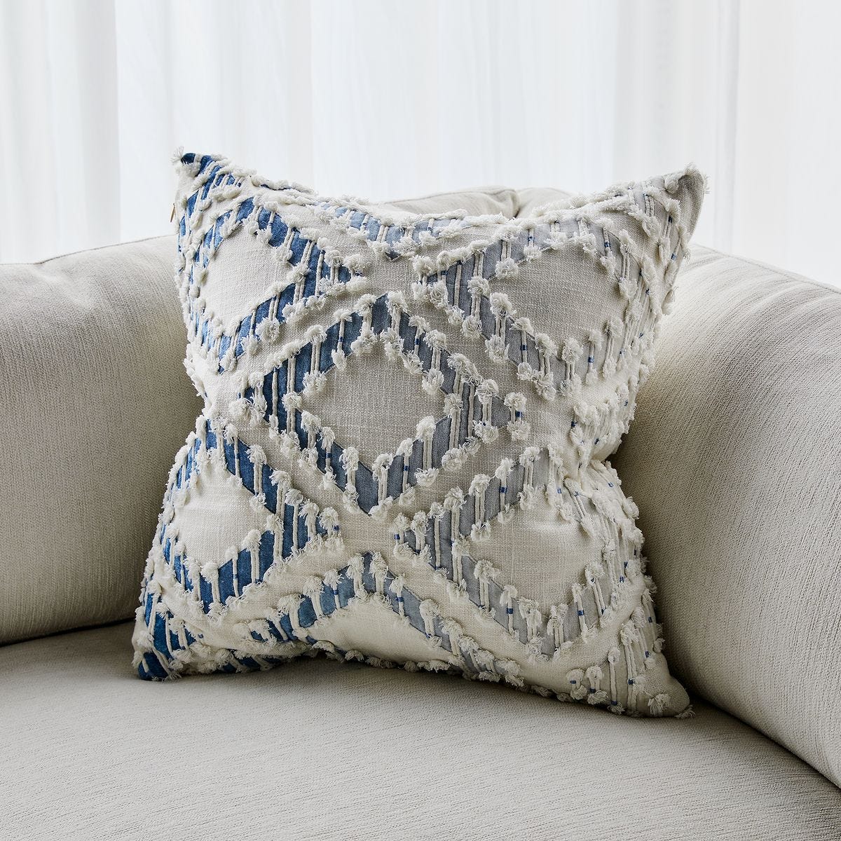 Fringe Element Pillow - Ombre Blue