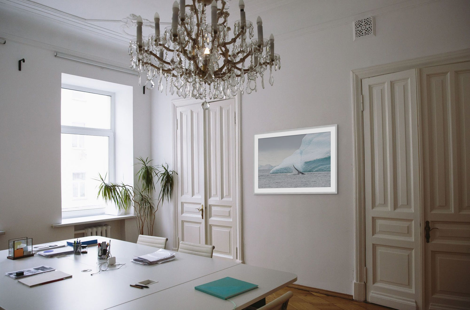 Glacier and Whale 1 in a room