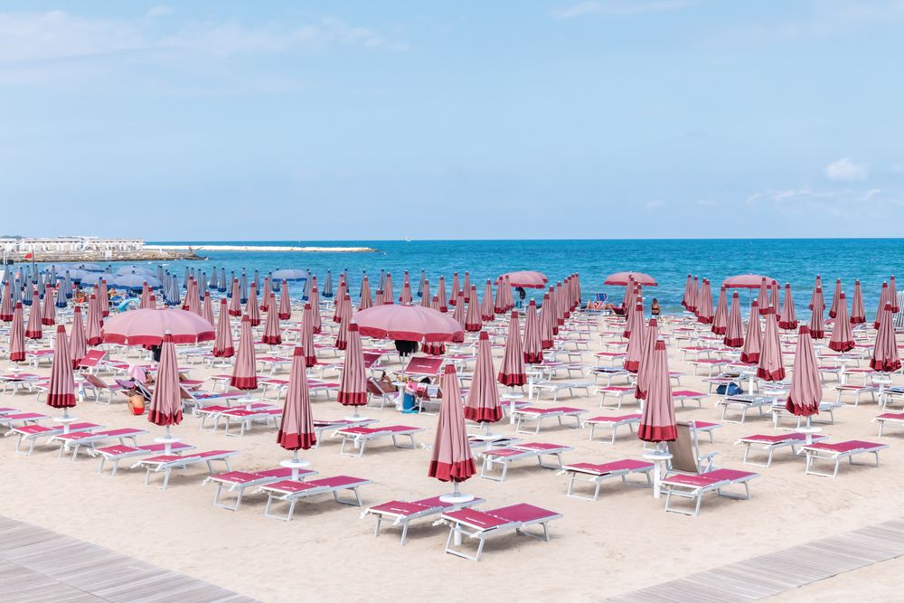 Puglia Red Beach Umbrellas 1 artwork