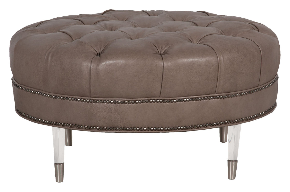 Hand Tufted Leather Round Ottoman (L-RTDA-36) - Fairfield Chair