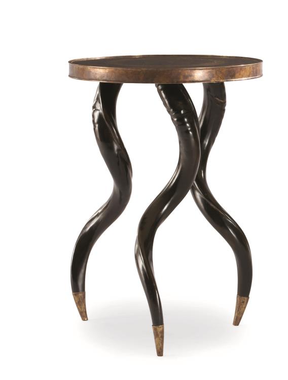 Faux Horn Ebony Chairside Table