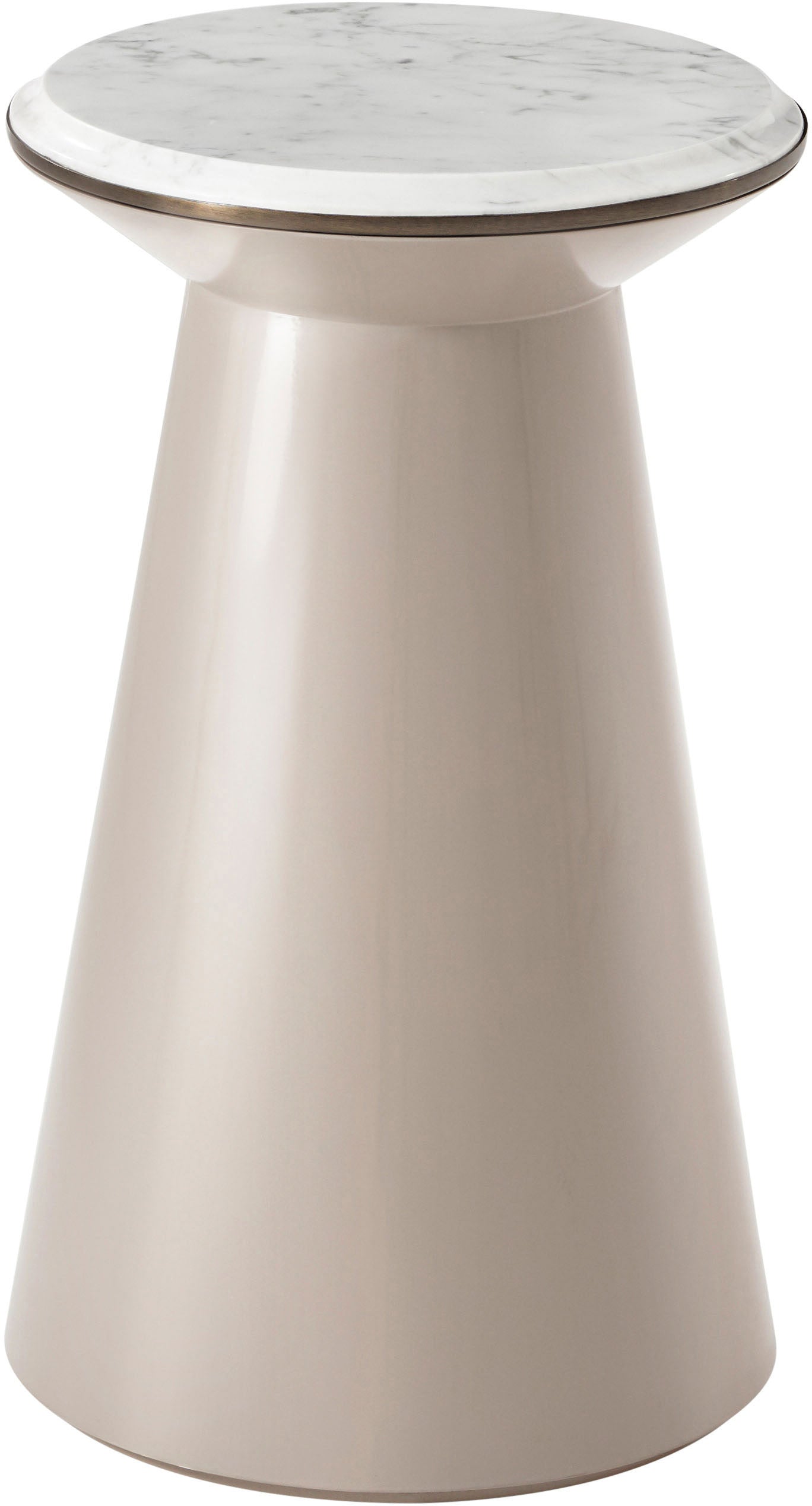 Contour Side Table (Pure Pearl, Small) in FCF155.2FA_Vintage_Taupe / Composite, Stainless Steel, Marble - Theodore Alexander