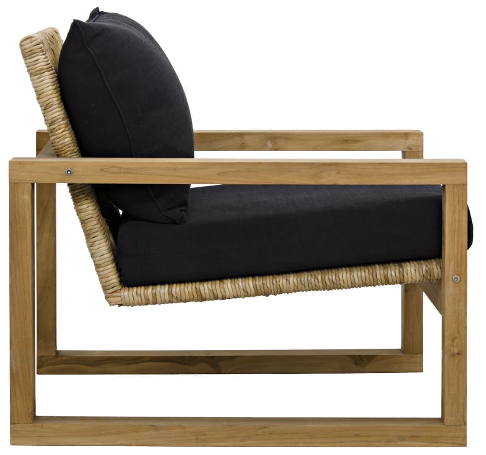 Martin Chair, Teak Frame, Woven Seat, Black Woven Fabric