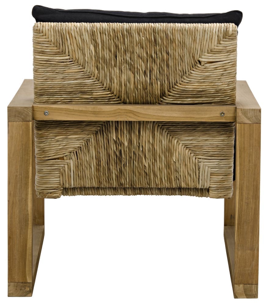Martin Chair, Teak Frame, Woven Seat, Black Woven Fabric